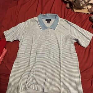 Charter Club Light Blue and White Striped Polo
